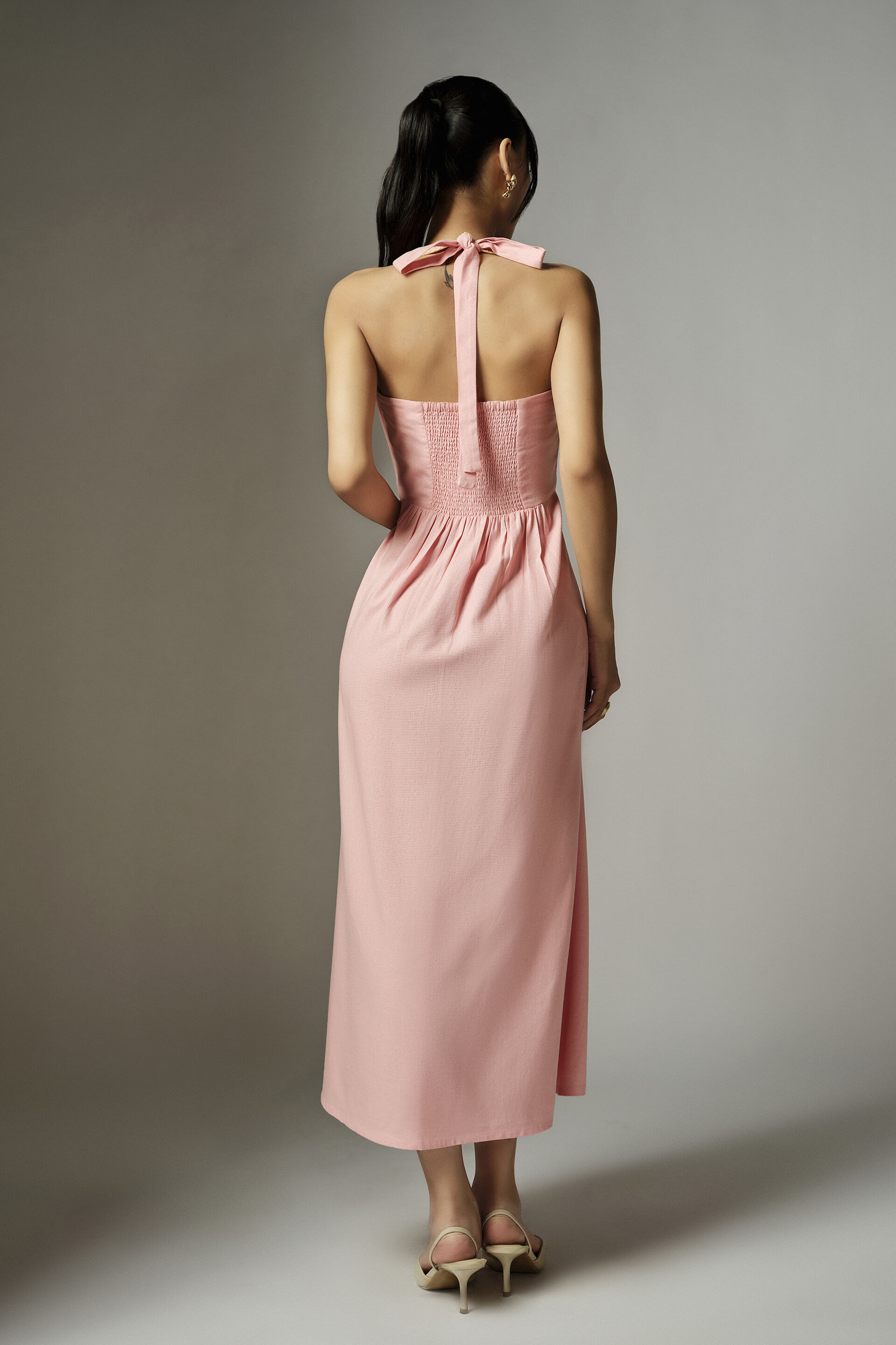 open lace back dress Amalfi One Shoulder Midi Dress
