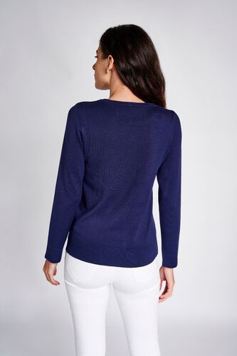4 - Blue Round Neck Sweater Top, image 4