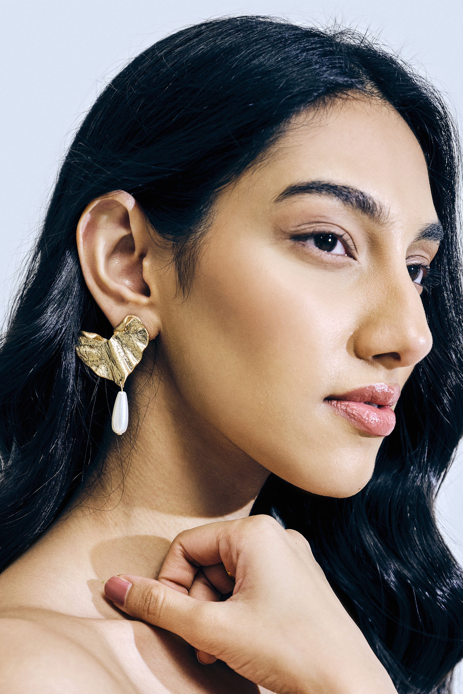 Textured Leaf Drop Earrings, , image 1