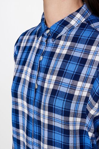 5 - Blue Checks Shirt Style Cuff Top, image 5