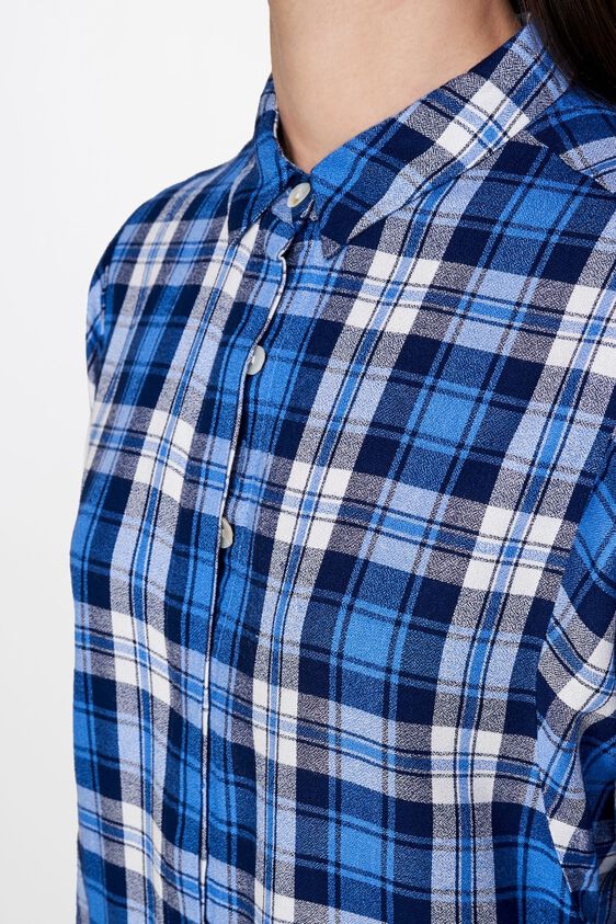5 - Blue Checks Shirt Style Cuff Top, image 5