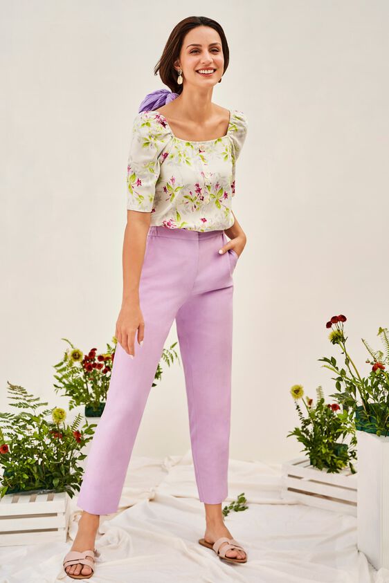 3 - White Floral Printed A-Line Top, image 3