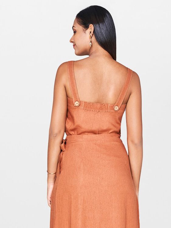 4 - Brown Sheath Sleeveless Crop Top, image 4