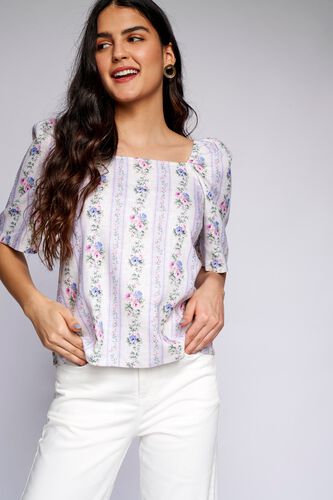 3 - White Floral Straight Top, image 3