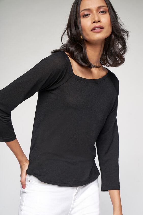 1 - Black Solid Cut-Outs Top, image 1