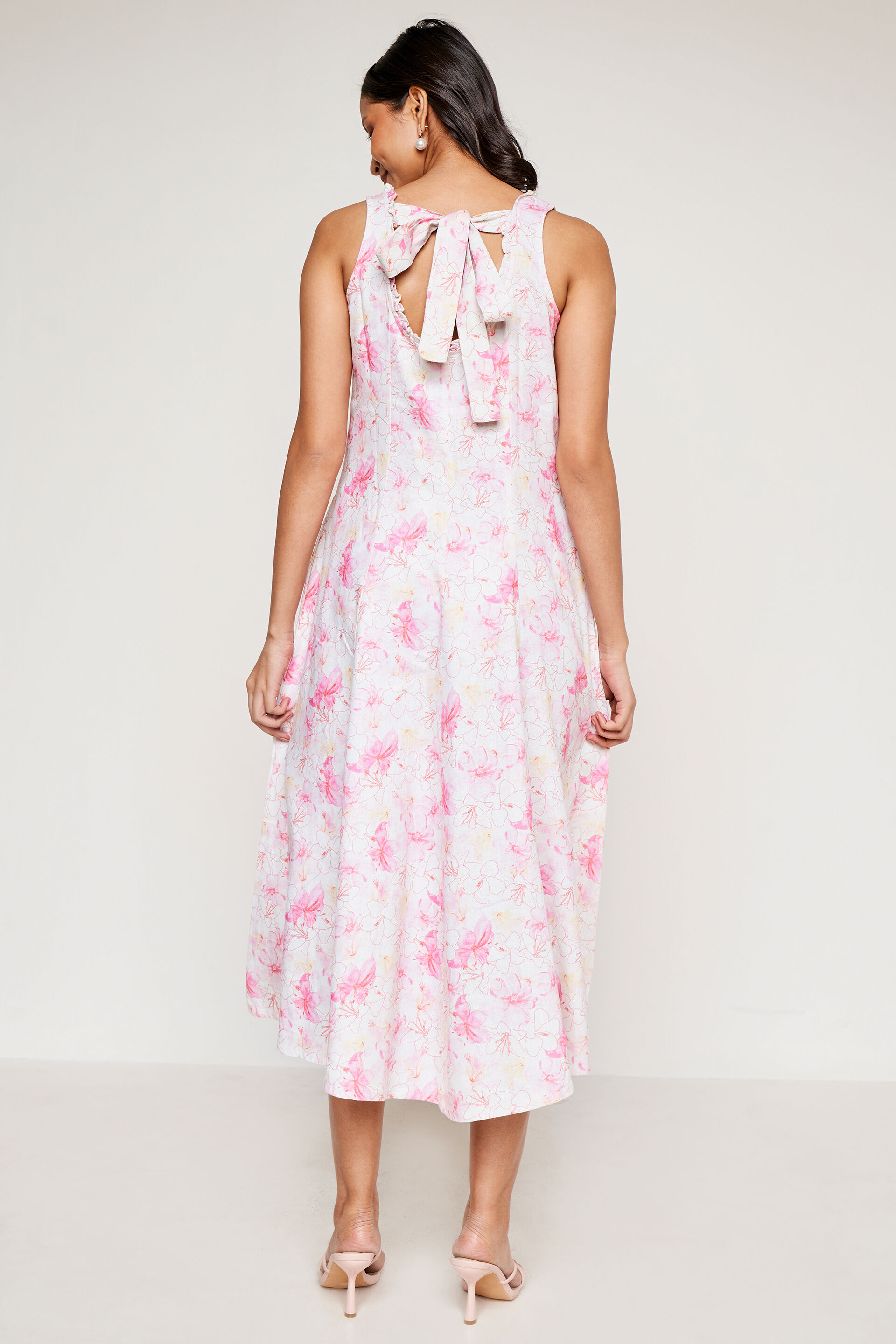 Multi Color Floral Flared Dress, Multi Color, image 3