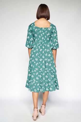 4 - Sage Green Floral Fit and Flare Dress, image 4