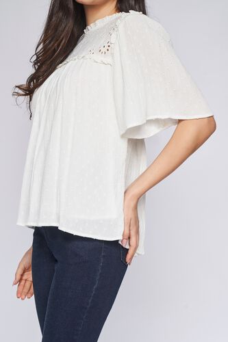 5 - White Solid Blouson Top, image 5