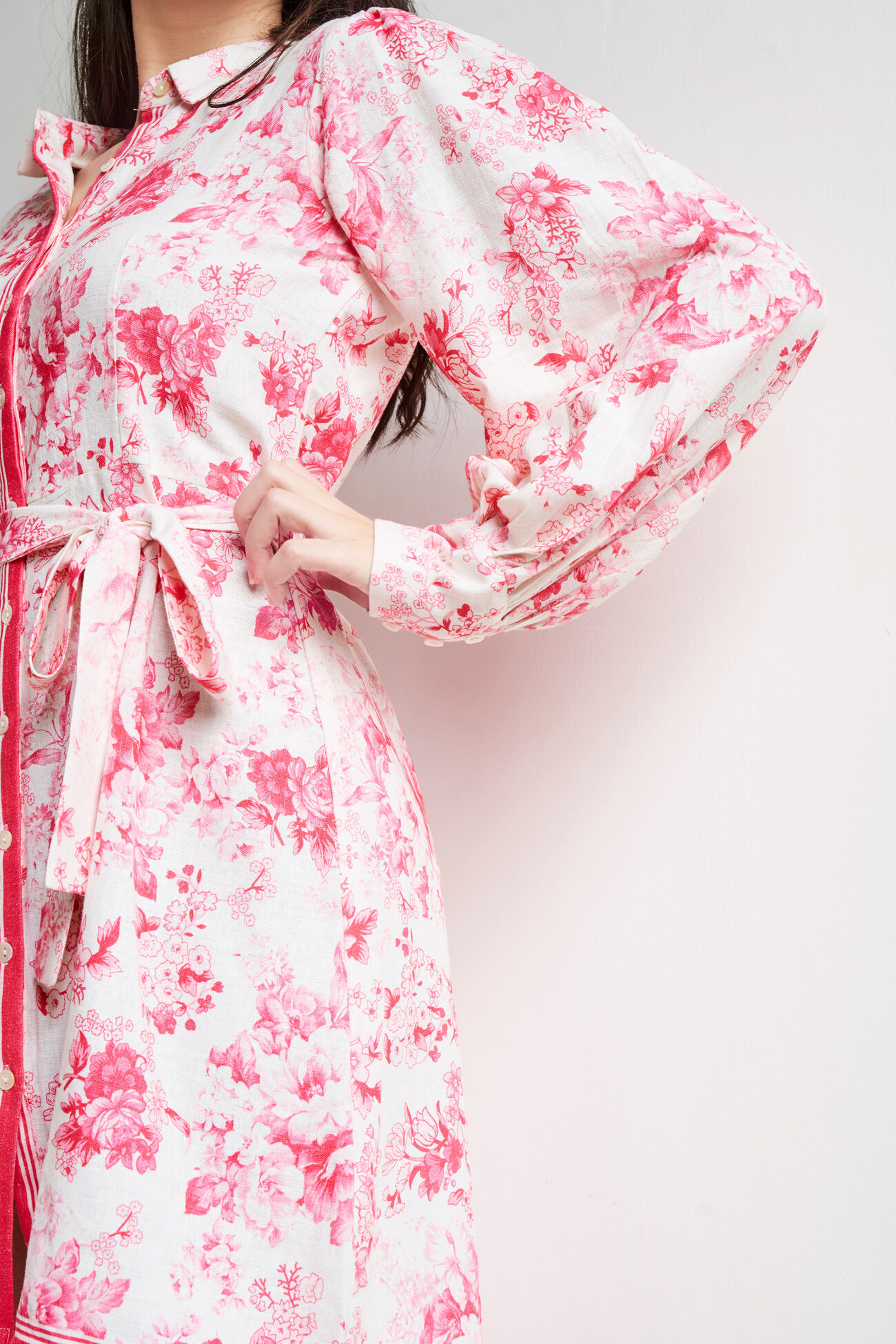 Pink and White Floral Straight Dress, Pink, image 6