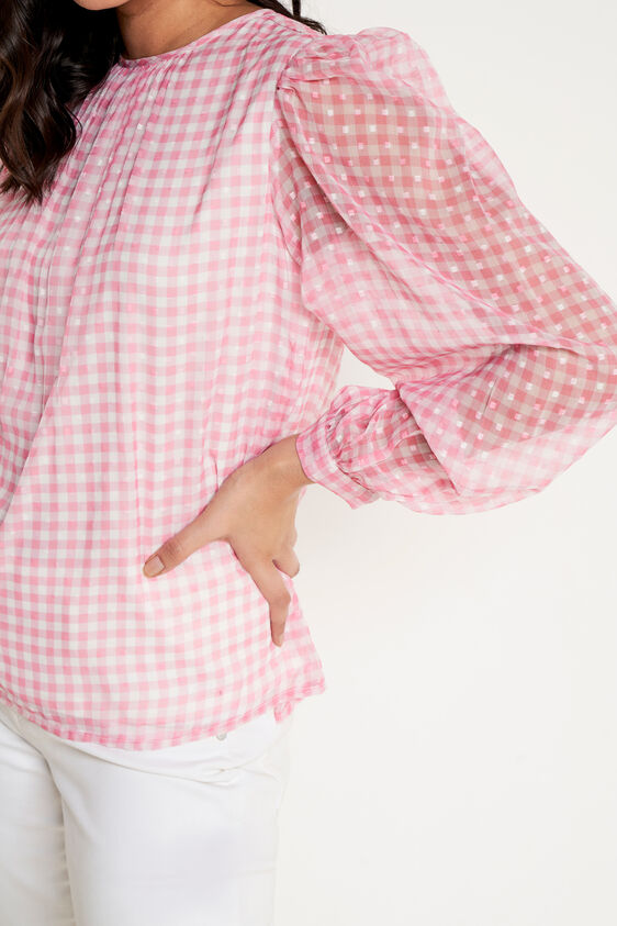 Pink Checks Straight Top, Pink, image 4