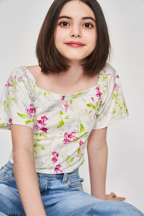 10 - White Floral Printed A-Line Top, image 10