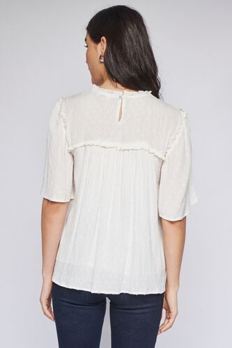 4 - White Solid Blouson Top, image 4