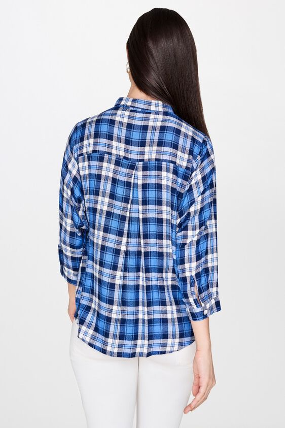 2 - Blue Checks Shirt Style Cuff Top, image 2