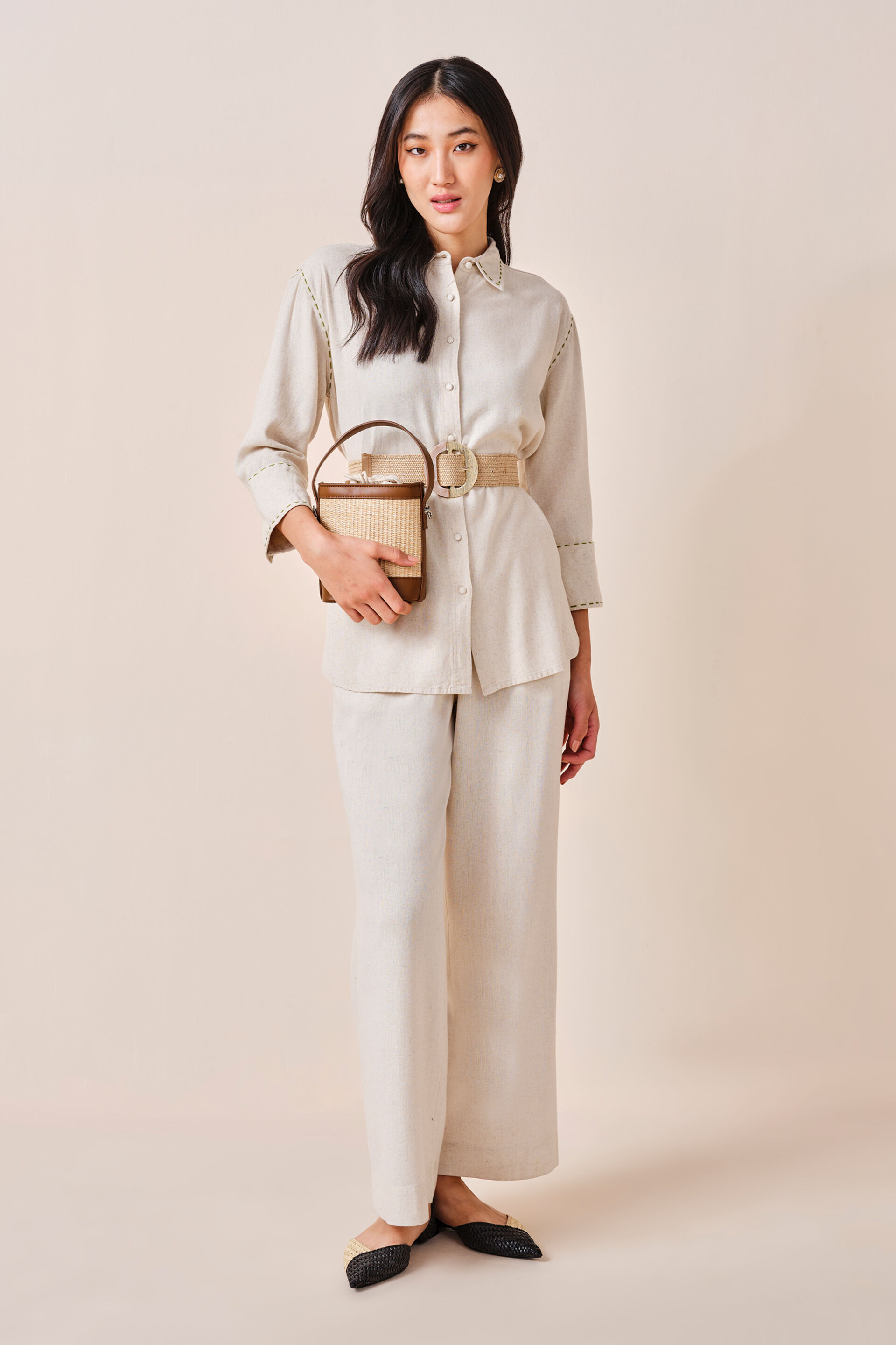 Athena Viscose-blend Shirt, Beige, image 2