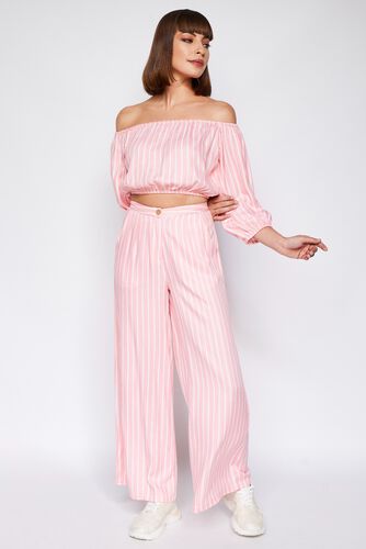 Light Pink Stripes Cropped Set, Light Pink, image 1