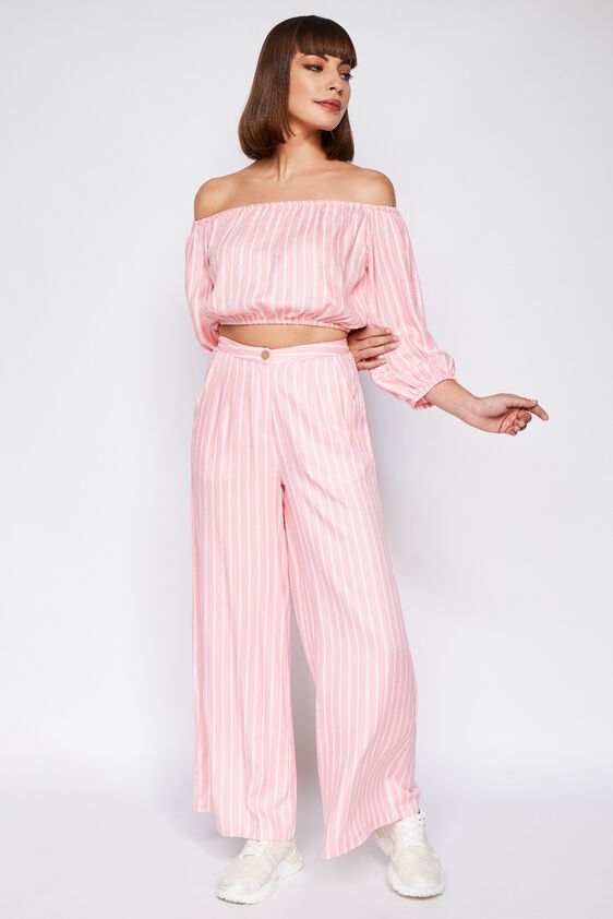 Light Pink Stripes Cropped Set, Light Pink, image 1