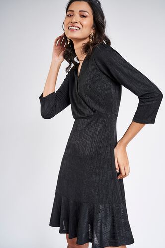 2 - Black Solid Fit And Flare Dress, image 2