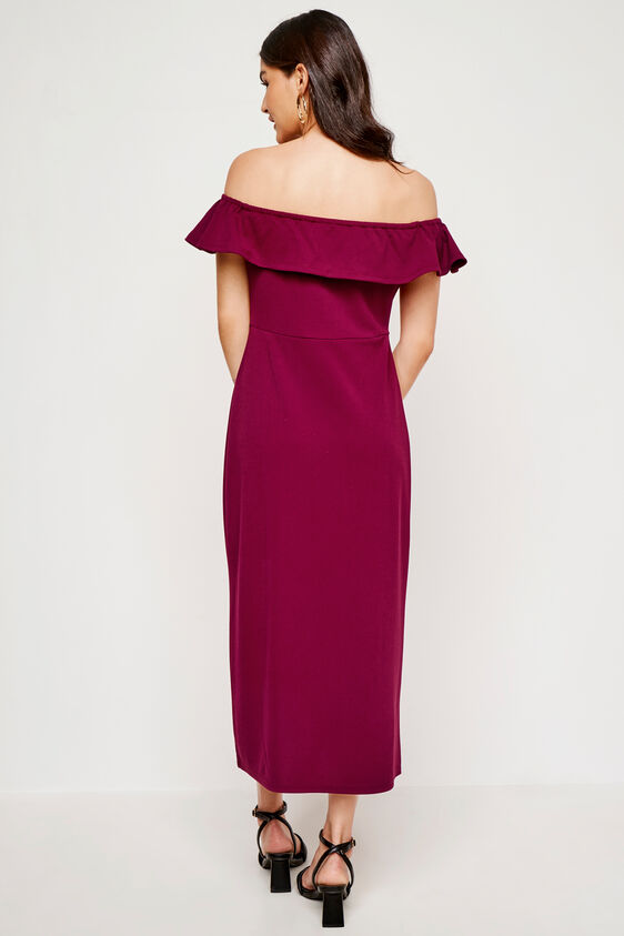Solid Flared Dress, Red, image 4