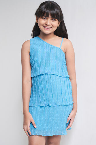Aqua Solid Flared Dress, Aqua, image 7