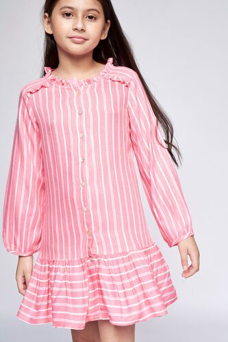 1 - Light Pink Stripes Flounce Dress, image 1