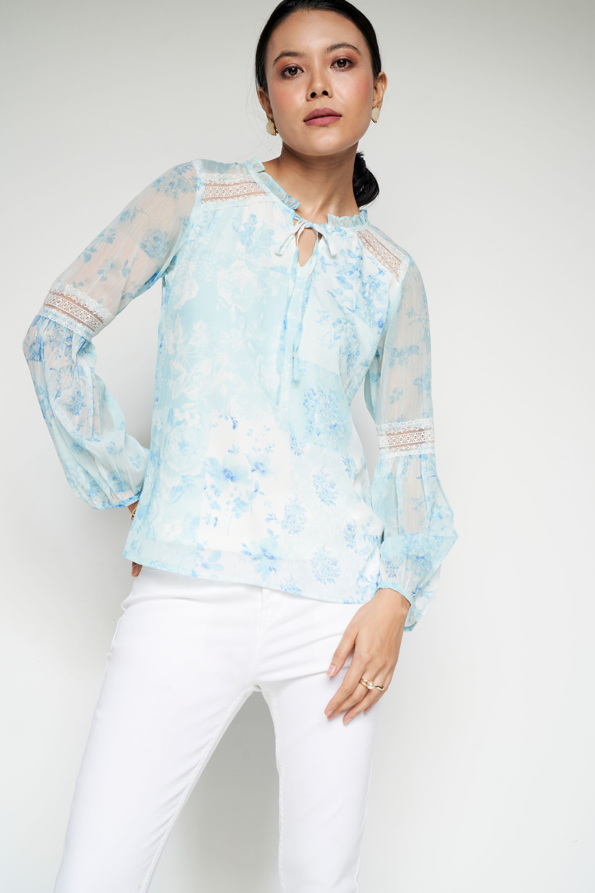 Heavenward Floral Top, Blue, image 1