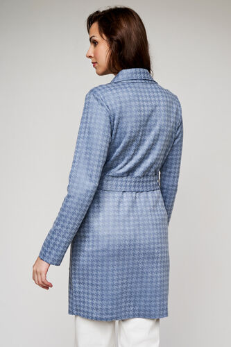 Blue Solid Long Length Jacket, Blue, image 5
