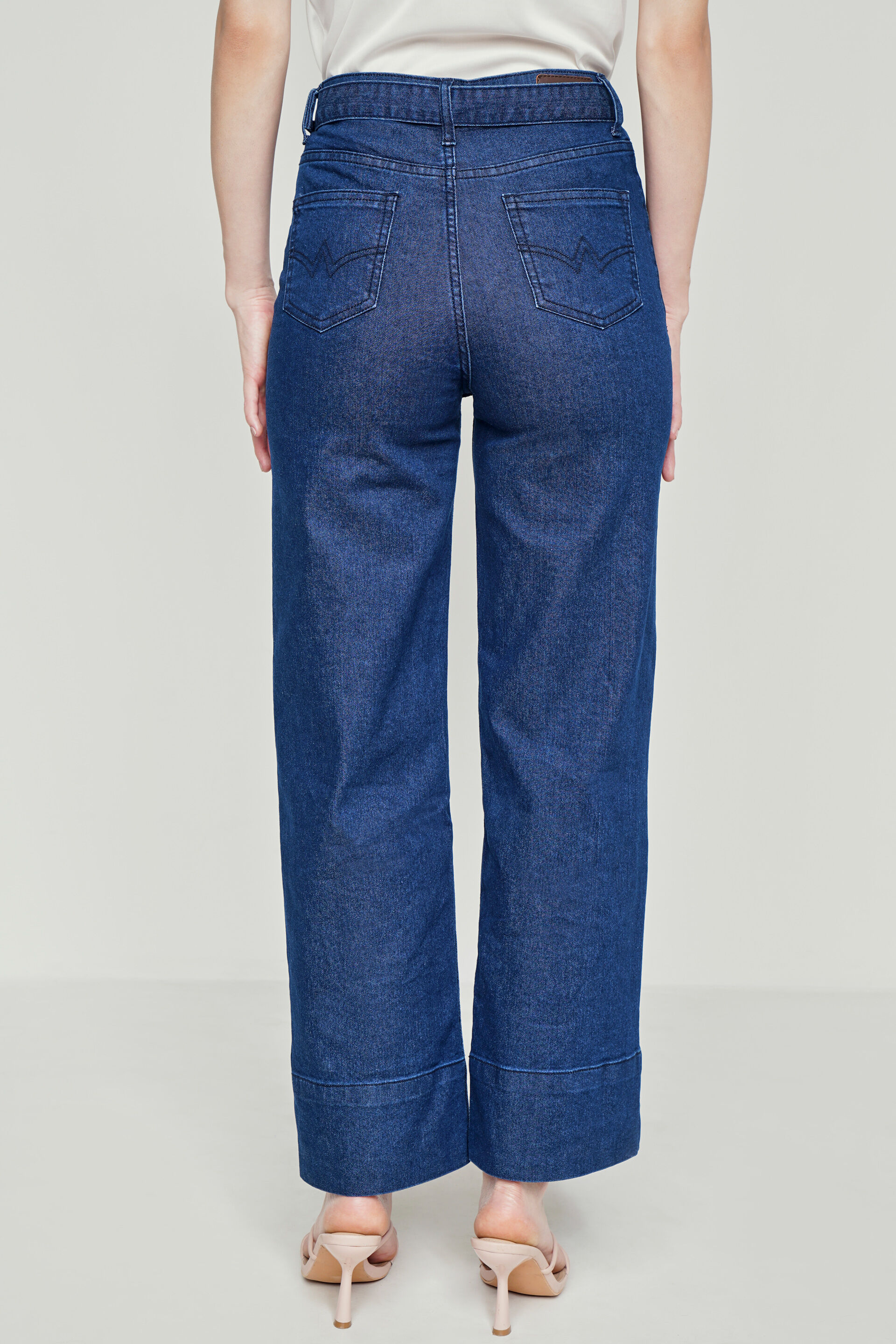 Dark Blue Solid Flared Bottom, Dark Blue, image 3