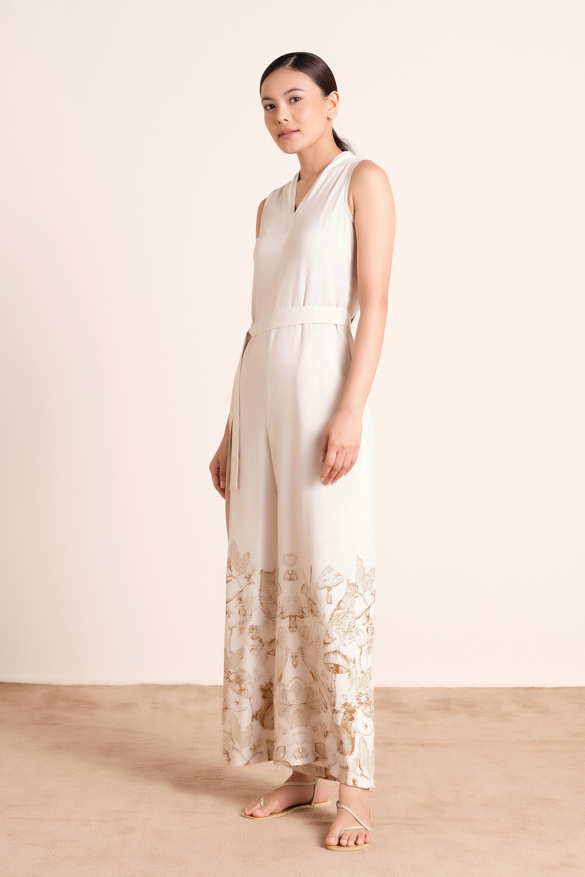 Ginette Linen-Blend Jumpsuit, Beige, image 5