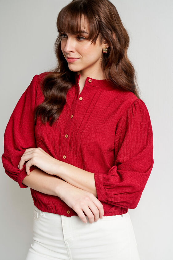 Maroon Solid Straight Top, Maroon, image 3