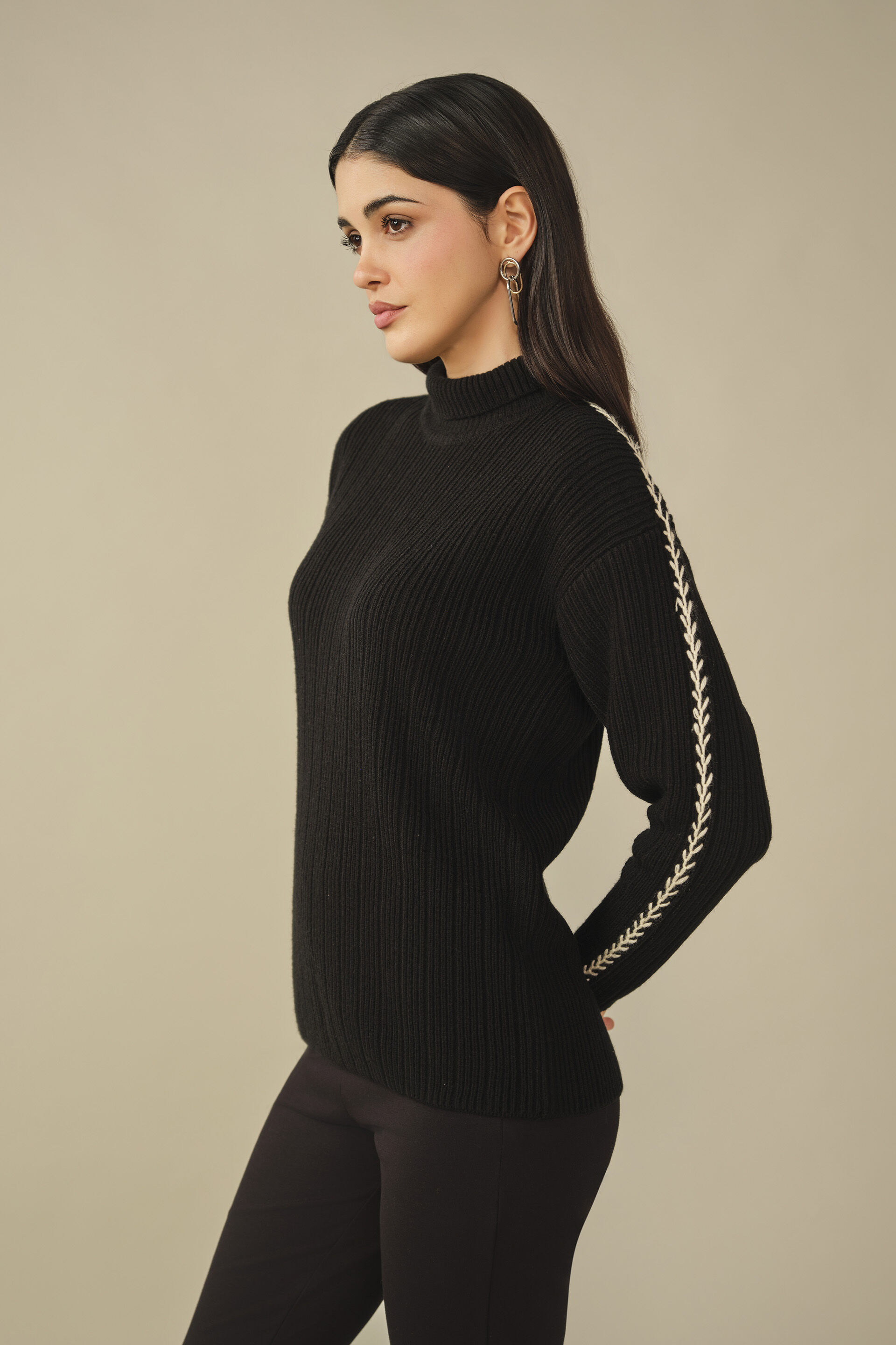 Solid Cotton Top in Black, Black, image 3
