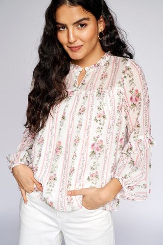 3 - White Floral Straight Top, image 3