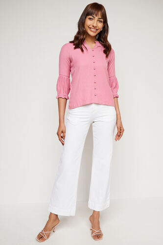 Pink Solid Straight Top, Pink, image 3