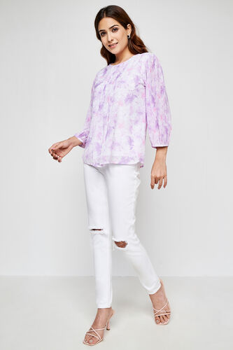 Purple Floral Straight Top, Purple, image 4