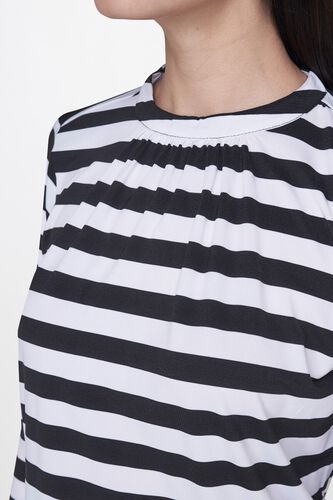 5 - Black - White Stripes Pleated Straight Top, image 5