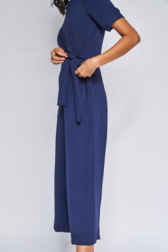 Navy Solid Straight Jumpsuit, Navy Blue, image 5