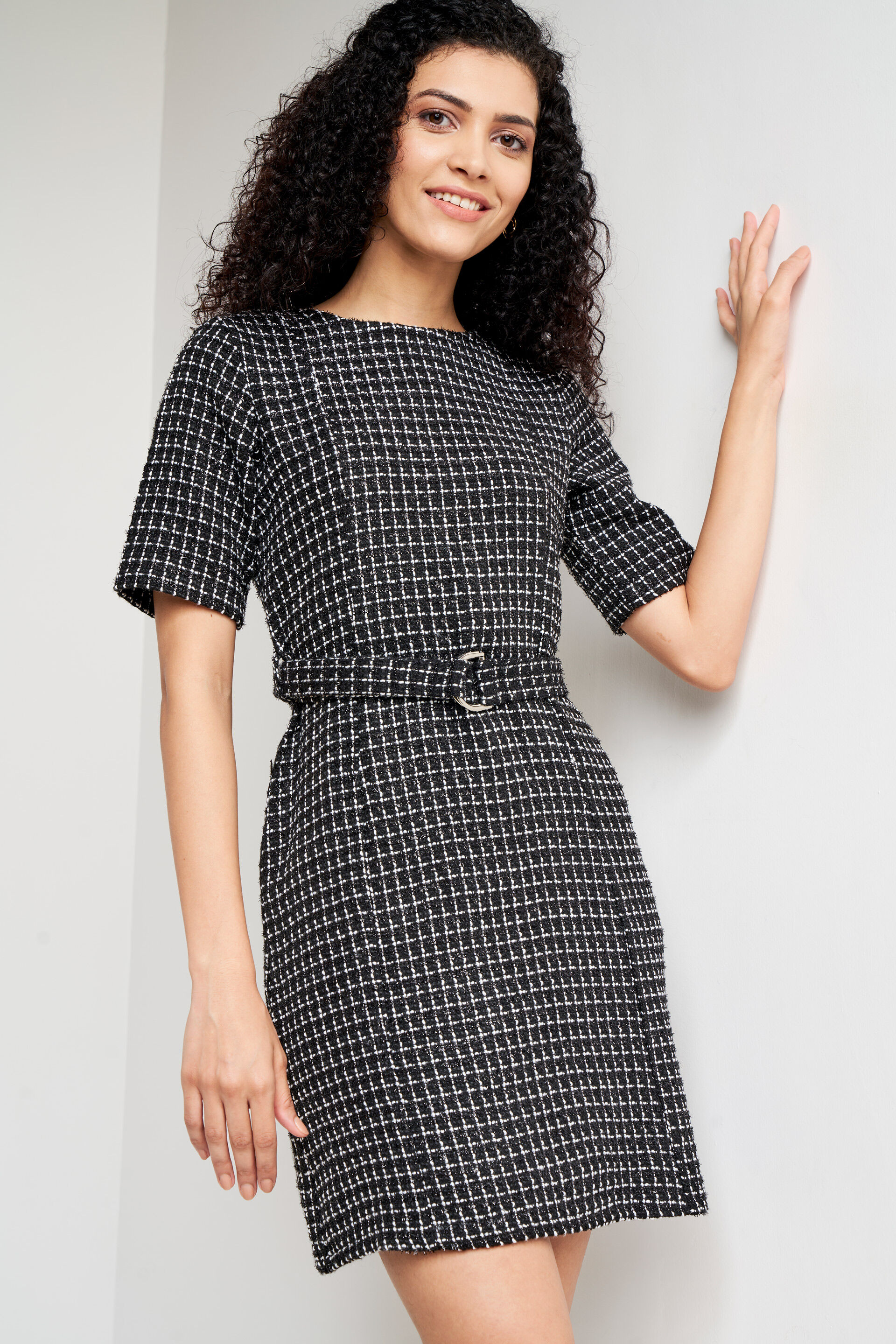 Buy Black Self Design Straight Dress Online at Best Price at