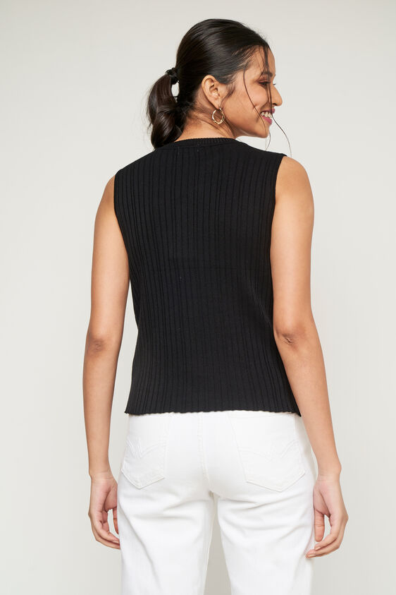 Black Solid Trims Top, Black, image 2