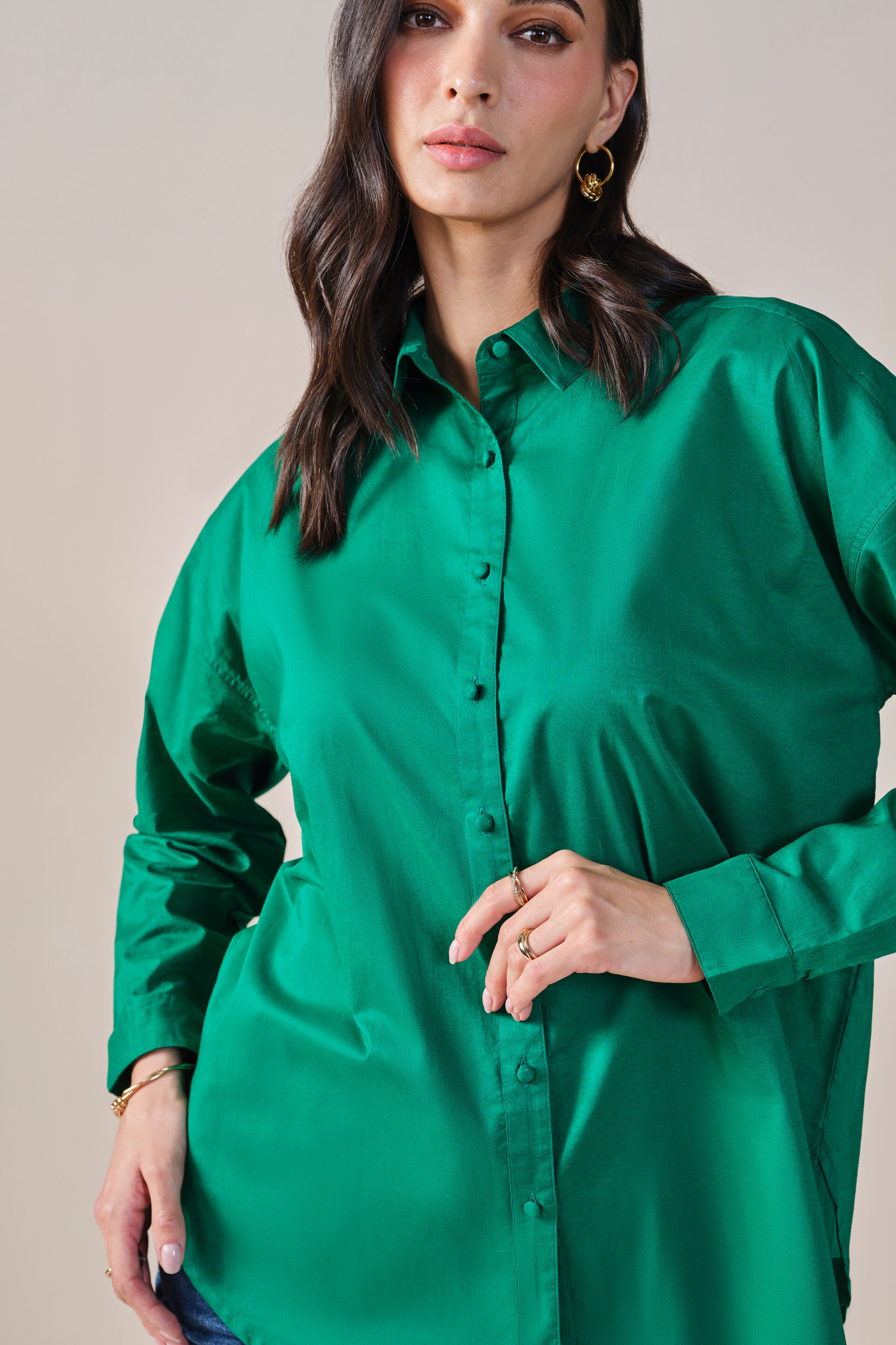 Sensational Solid Cotton Shirt, Green, image 7