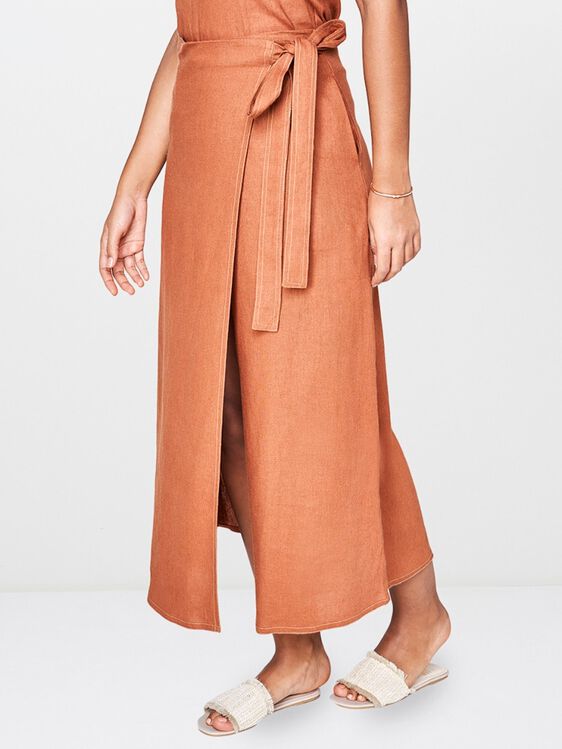5 - Brown A-Line Long Skirt, image 5