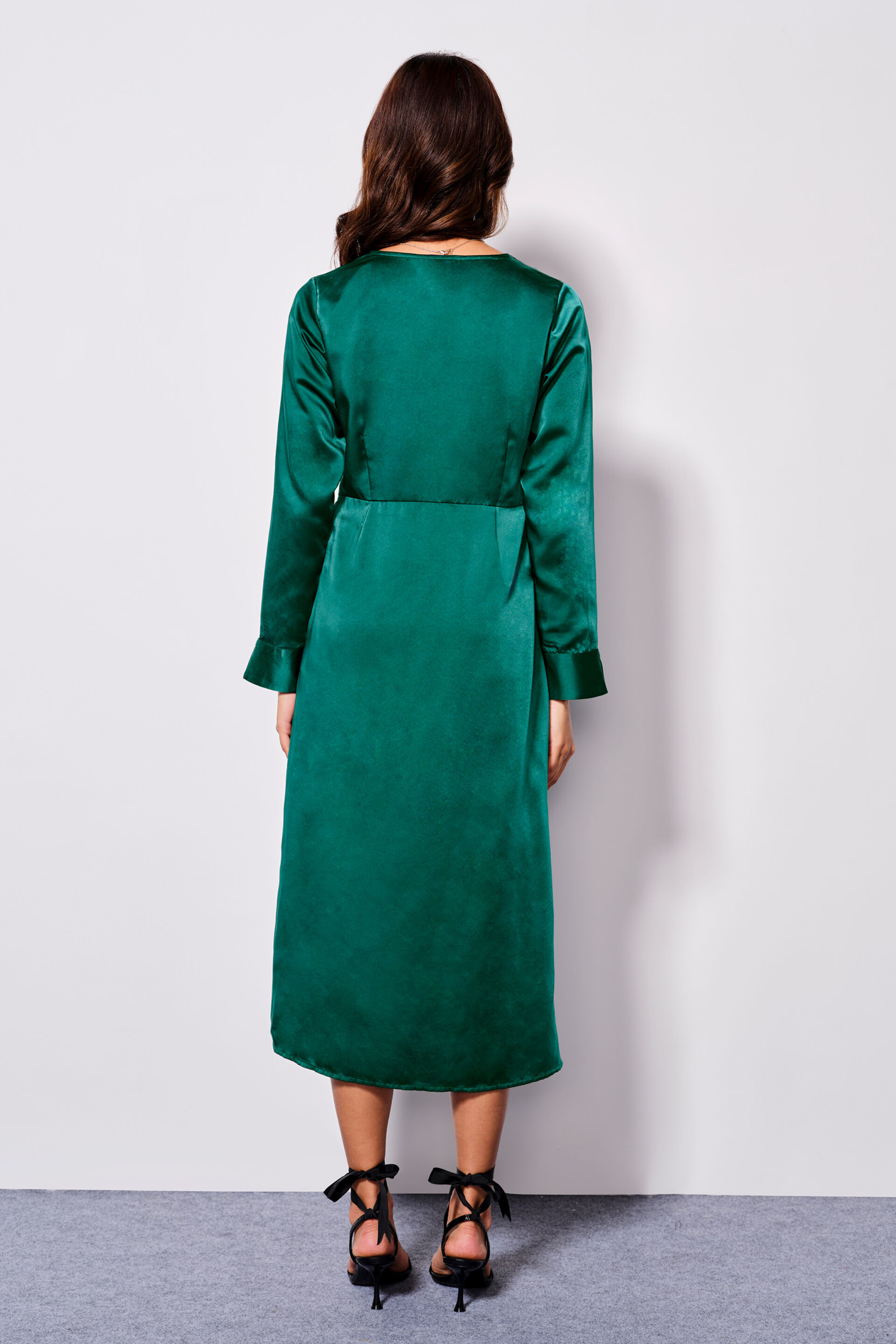 Satin Splendor Emerald Dress, Emerald Green, image 4