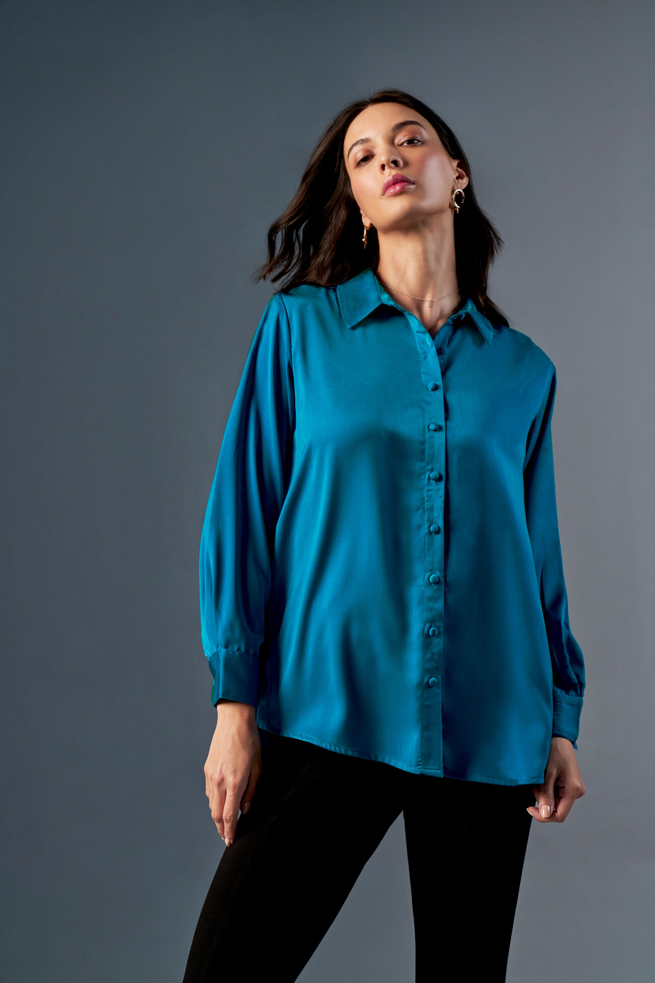 Teal Orchid Shirt, Teal, image 3