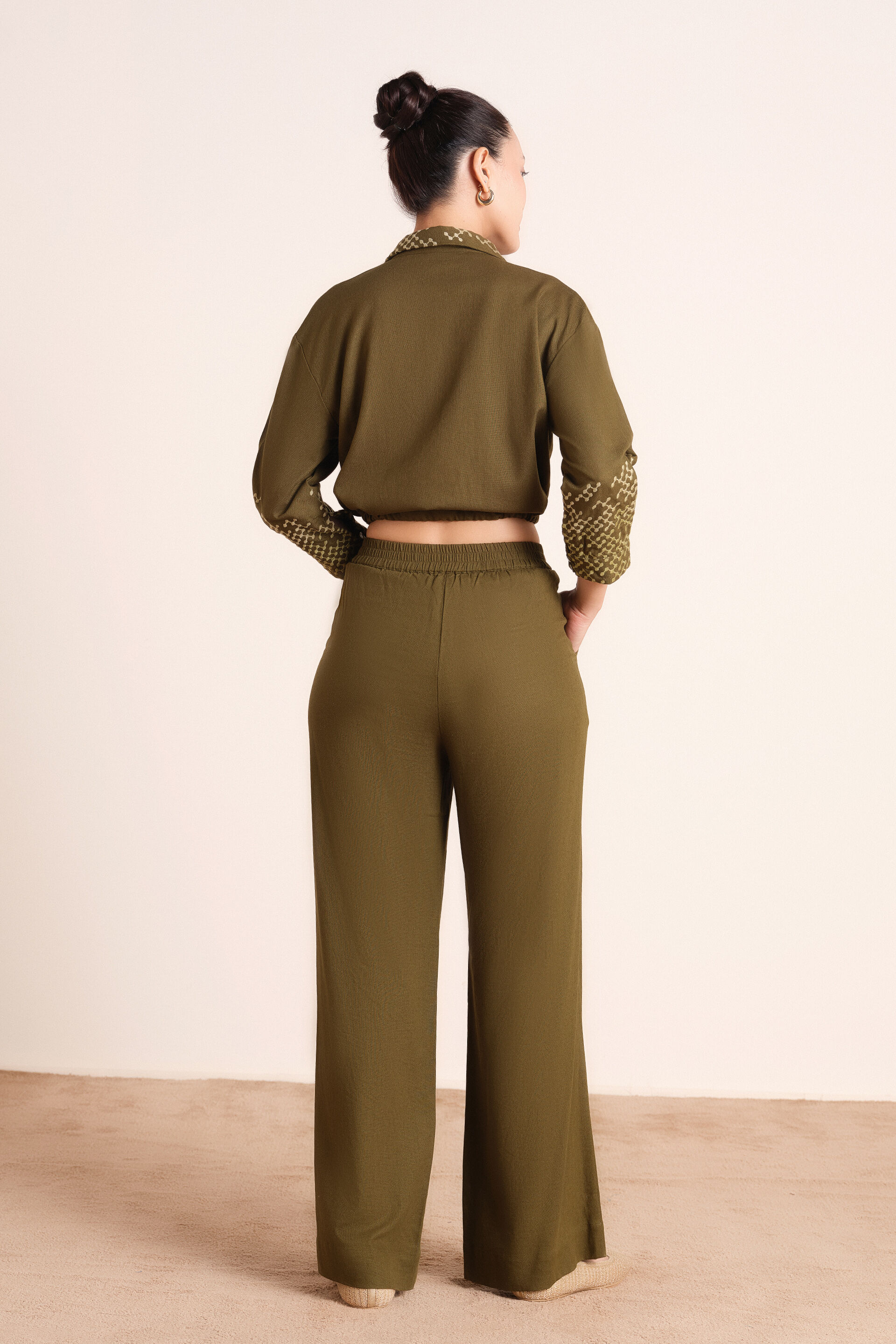 Simone Embroidered Co-ord Set, Olive, image 5