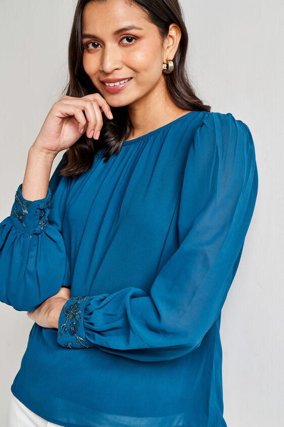 Turquoise Solid Flared Top, Turquoise, image 1