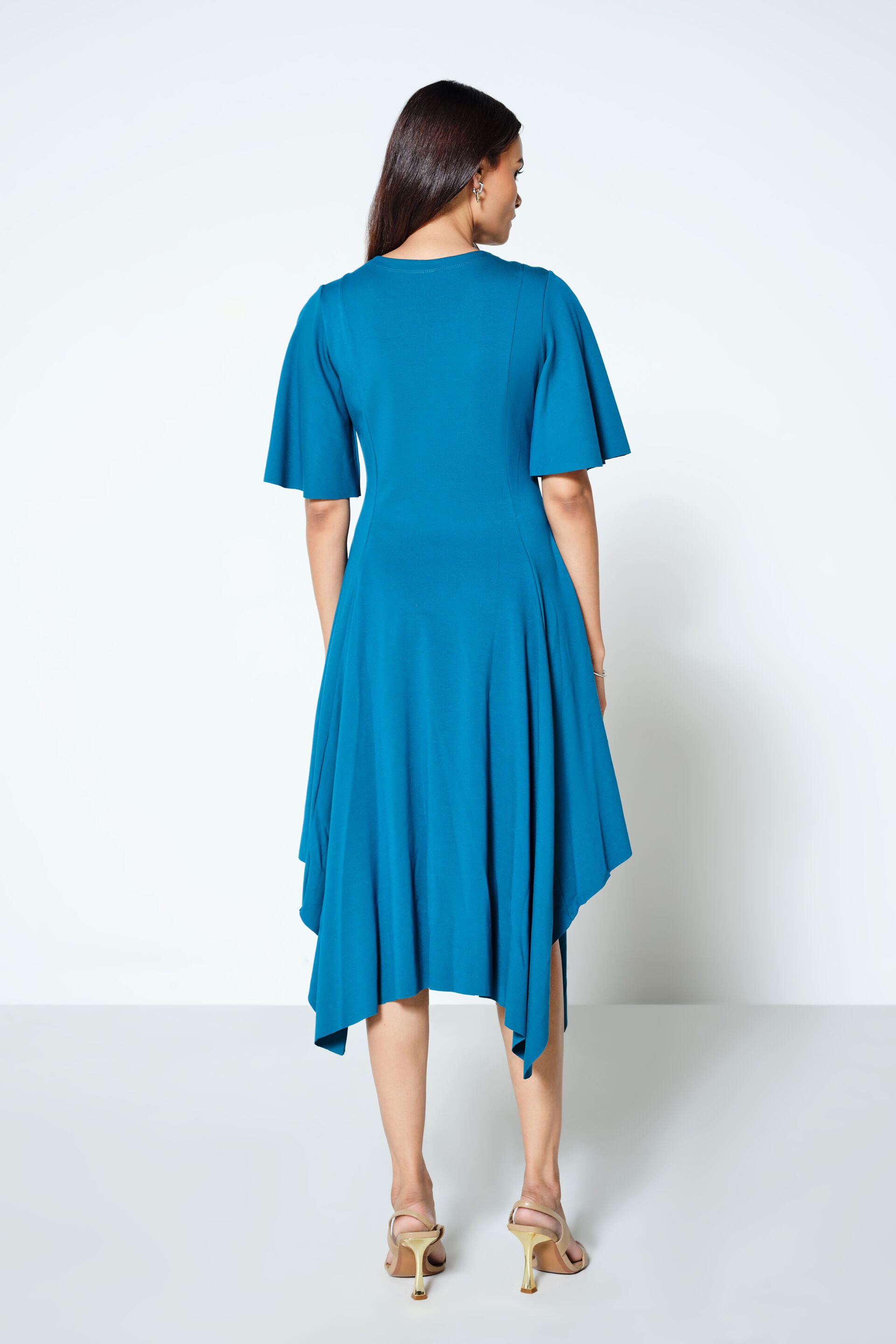 Celine Solid Teal Dress, Teal, image 4