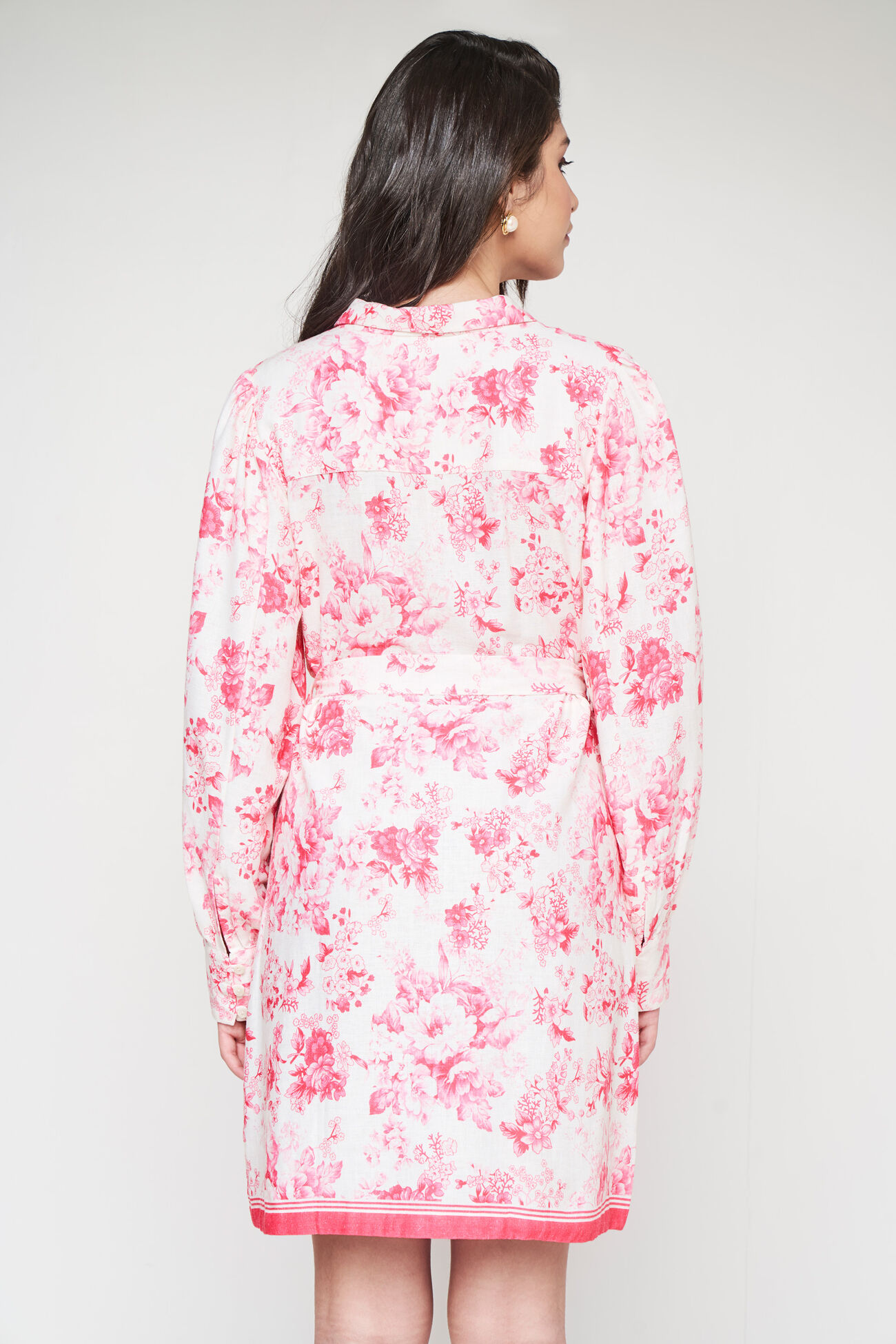 Pink and White Floral Straight Dress, Pink, image 5