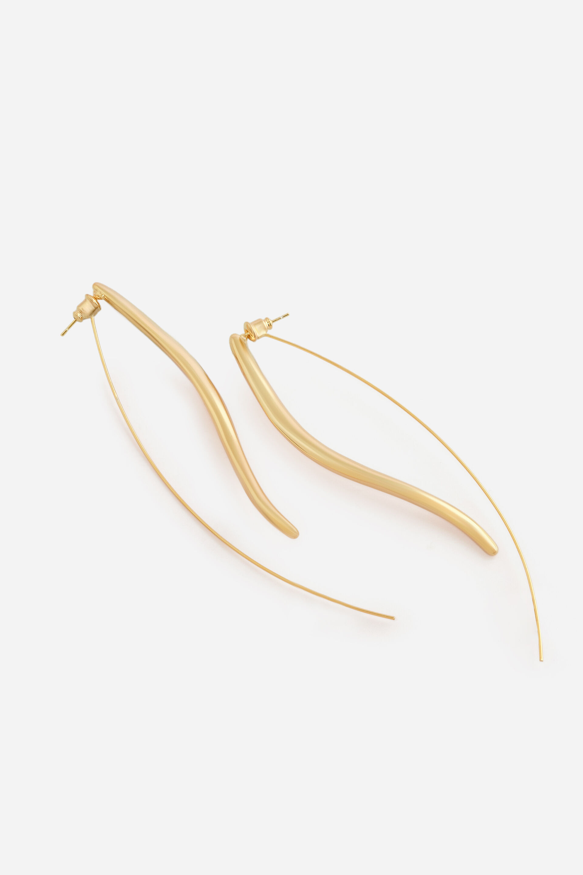Gold Wave Drop Earrings, , image 2