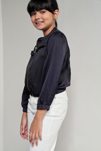 Black Band Collar Jacket, Black, image 4