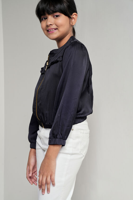 Black Band Collar Jacket, Black, image 4