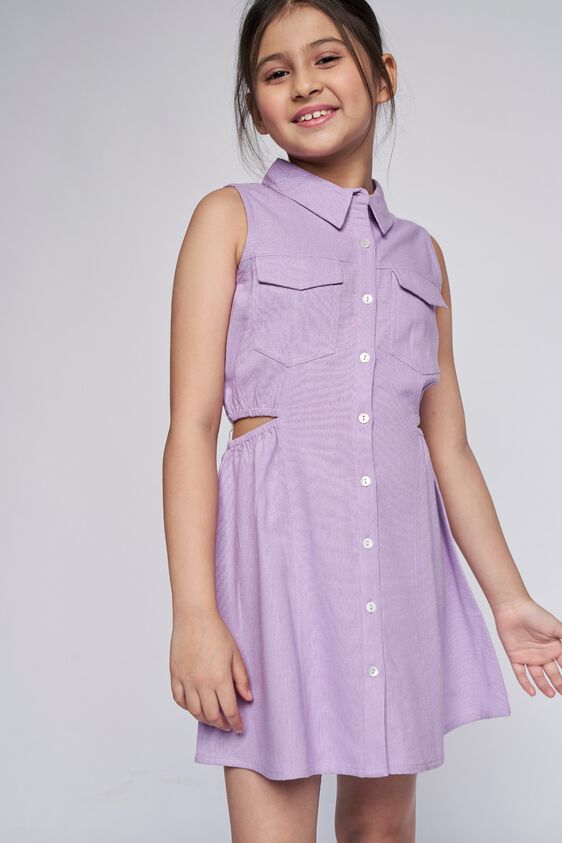 2 - Lilac Solid Straight Dress, image 2