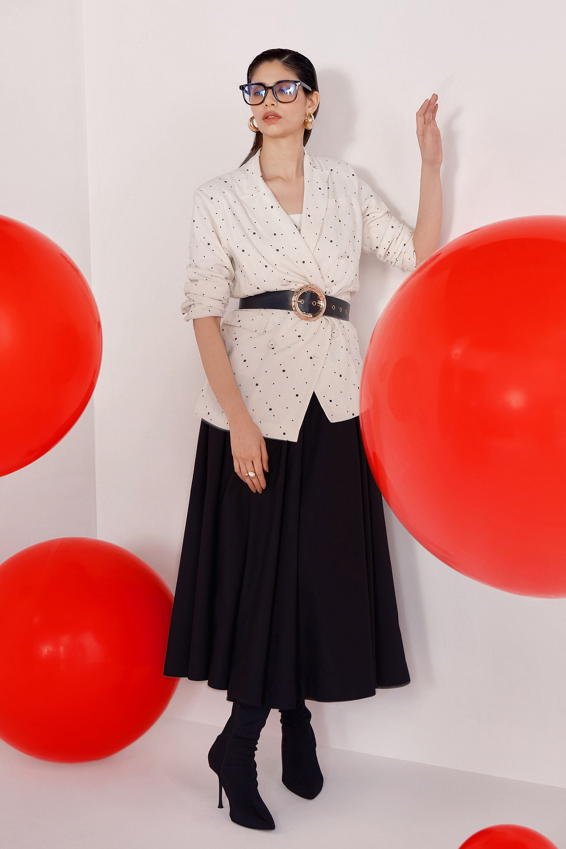 Suit Up Polka Blazer, White, image 3